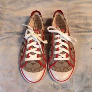 Coach Jacquard Red Accent Sneakers Size 9